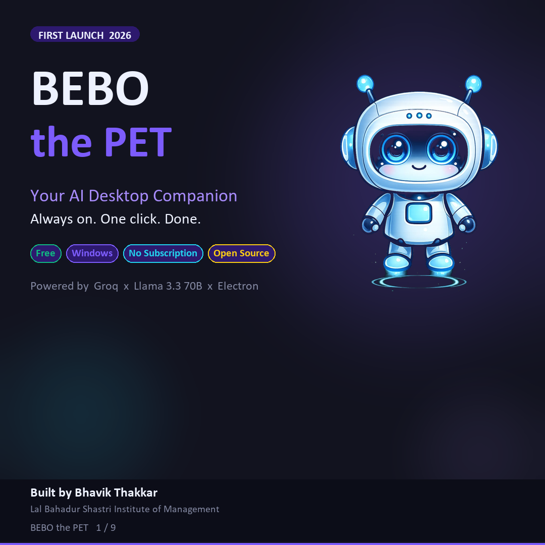 BEBO the PET — Title slide: Your AI Desktop Companion