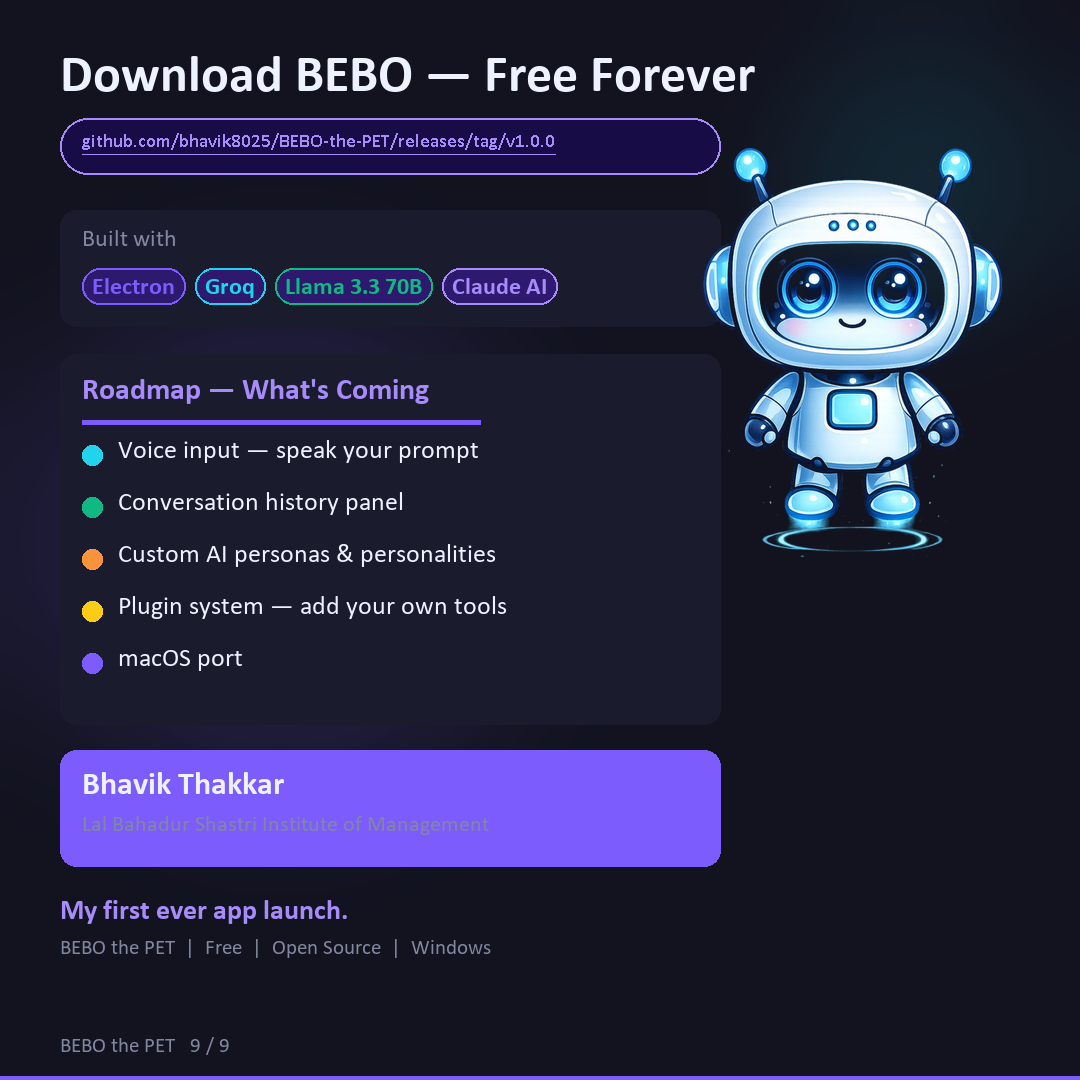 BEBO Download — Free forever, open source